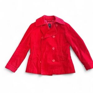 GAP Red corduroy button up fully lined coat with pockets size small